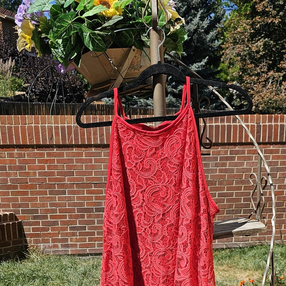 Red Lace Sleeveless Top